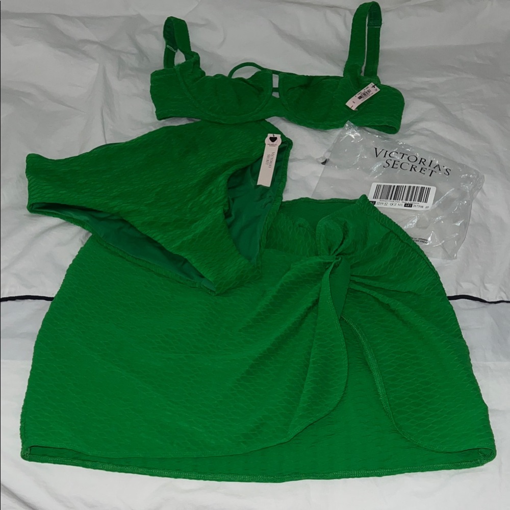 Victoria's Secret Bold Green bikini set includes Mini Skirt